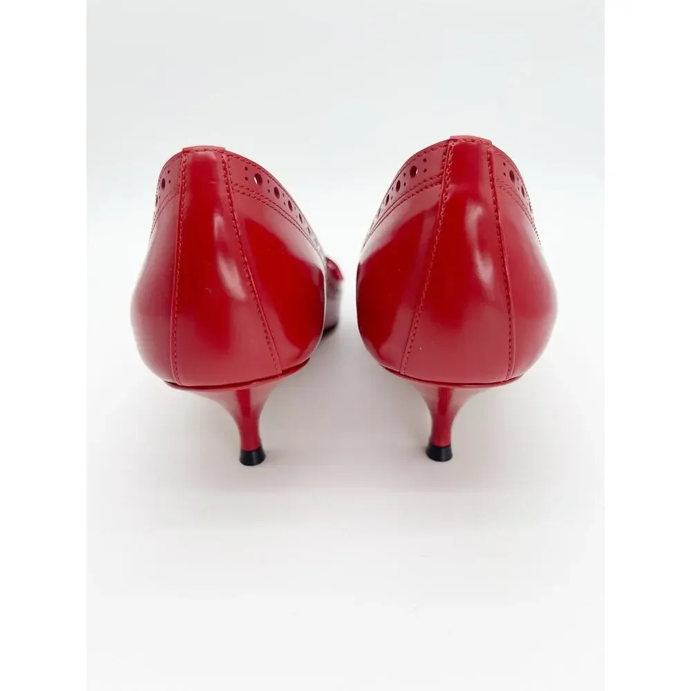 Dior Spectadior Red Black Brushed Calfskin Spectator Kitten Heel Pumps EU 39.5